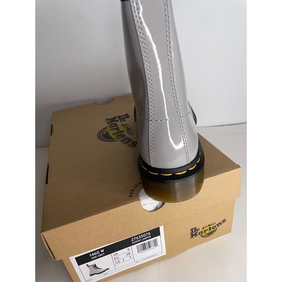 Doc Dr. Martens 1460 Patent Leather Lamper Lace Up Boots in Zinc Grey Eu 38 US 7 - Picture 5 of 6